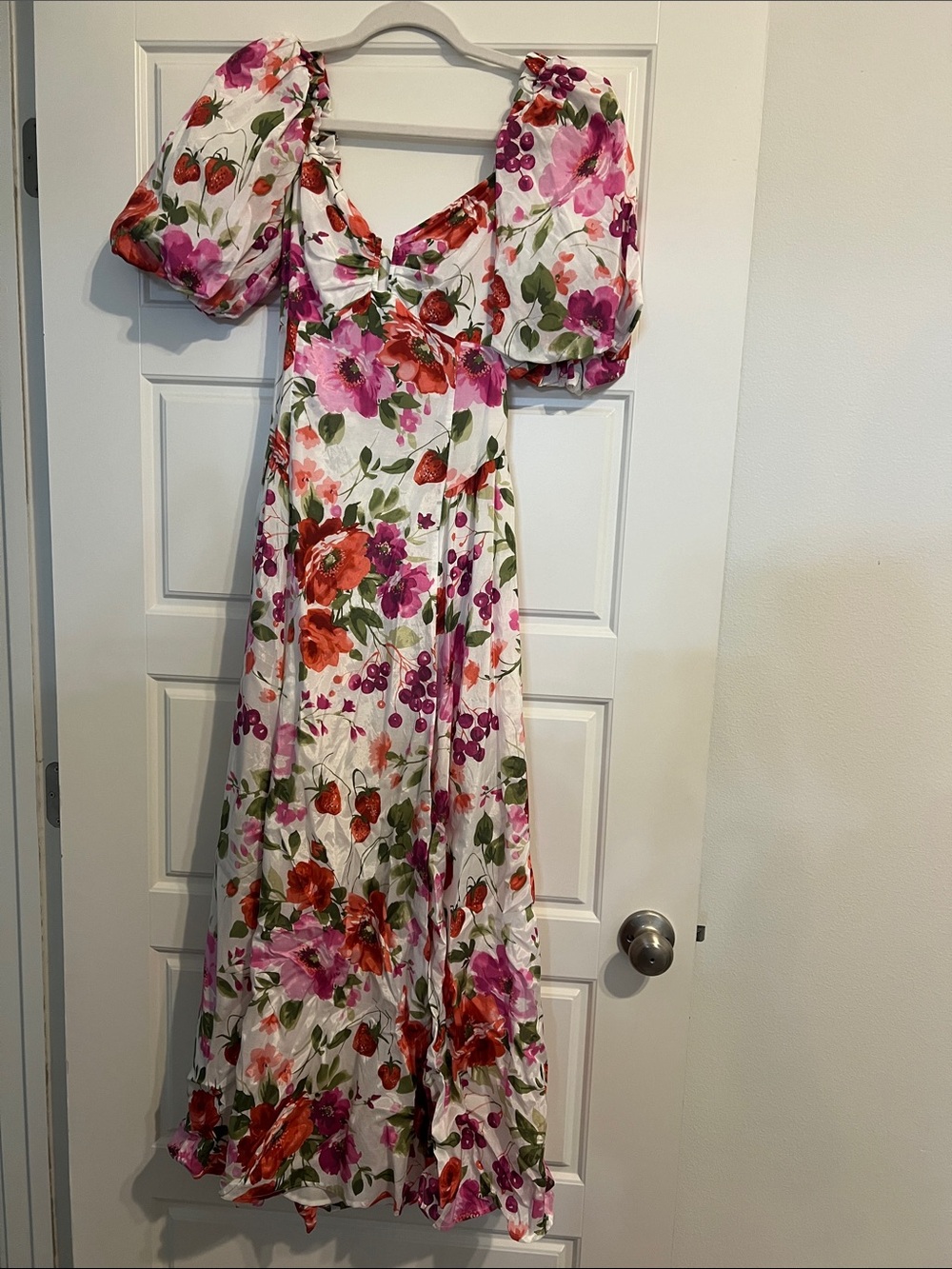 Abercrombie & Fitch White Maxi Dress with Pink & Red Floral Print